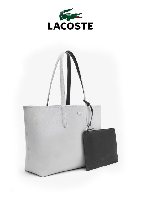 شنطة - Lacoste دوبل فيس / مقاس لارج - رمادي / اسود <br> <span class='text-color-warm'>نفدت الكمية</span>
